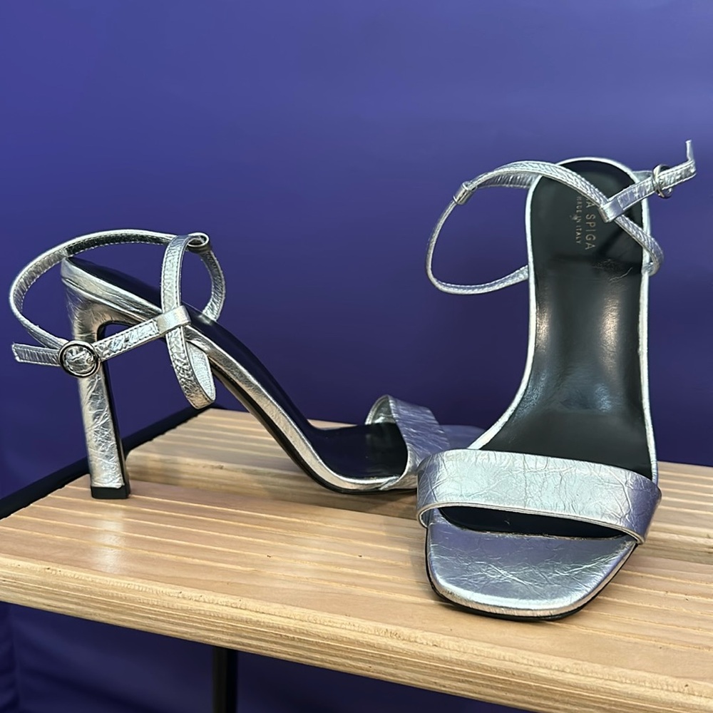 Via Spiga Women’s Ren Metallic Ankle Strap Heels US 7/ 37 EUR